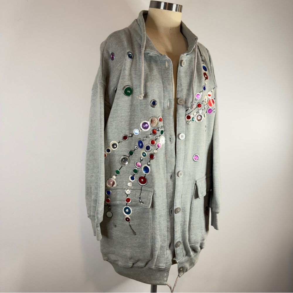 Vintage With Love Designs Inc. Embellished Gray Cardigan - Size Medium Large - Picture 2 of 12